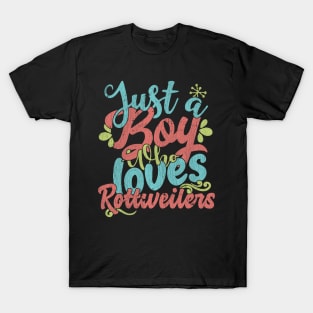 Just A Boy Who Loves Rottweilers Dog Gift graphic T-Shirt